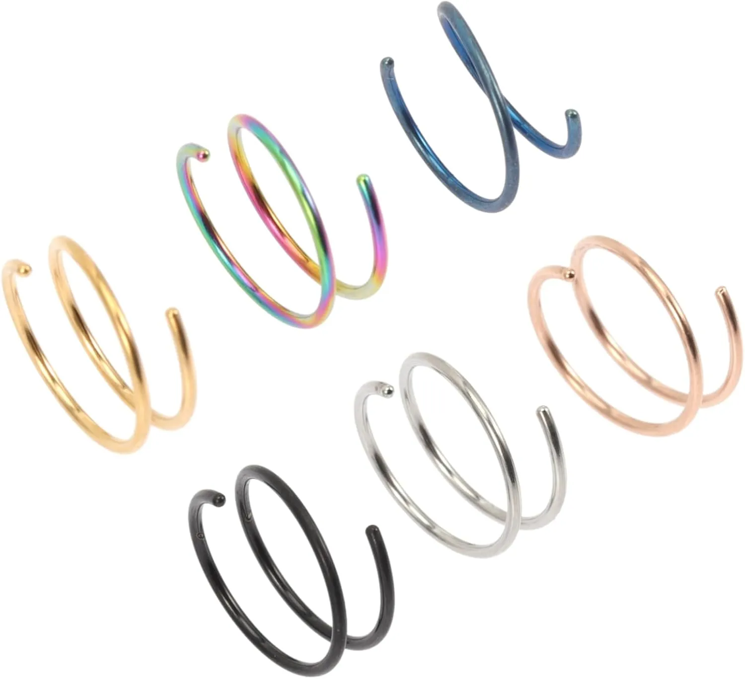 BESPORTBLE 6Pcs Spiral Nose Ring Hoops Stainless Steel Fake Nose Jewelry for Women and Durable Double Hoops for Everyday Wear and Special Occasions Skin Friendly and Stylish