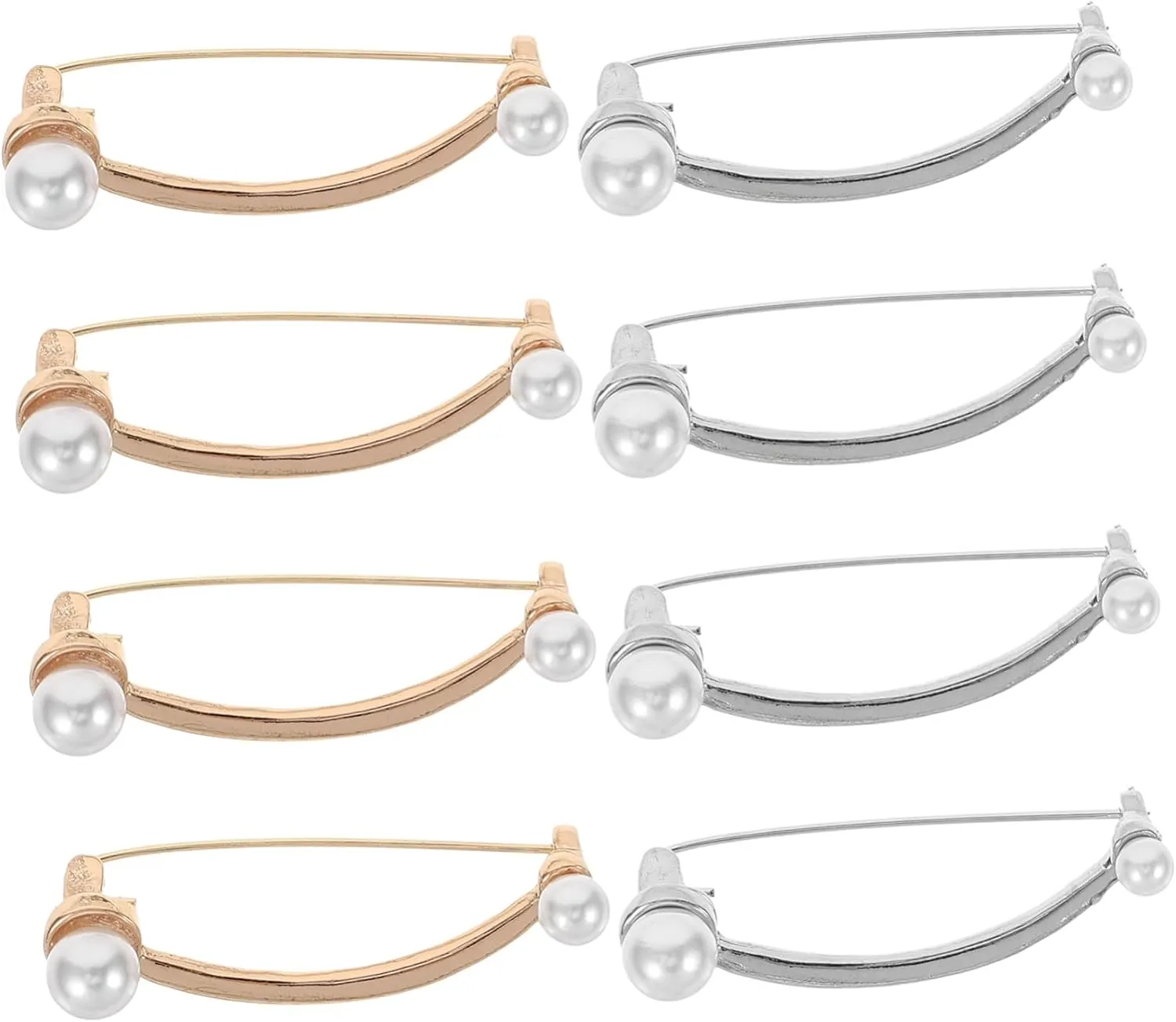 BESPORTBLE 8pcs Pearl Brooches Elegant Safety Pins for Women Stylish Waist Clips for Pants Clothing Durable with Smooth Finish for Scarves Shirts