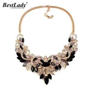 Best lady New Spring Colorful Crystal Women Brand Maxi Statement Necklaces & Pendants Vintage Turkish Jewelry Necklace 2605