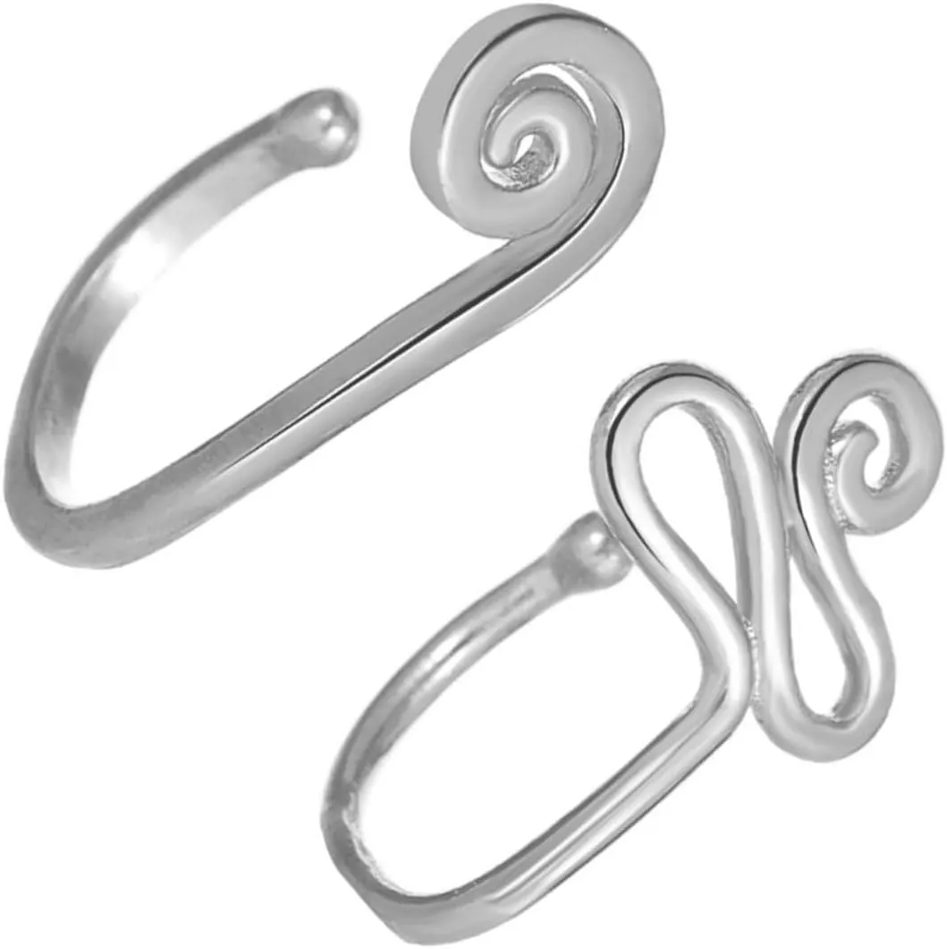 BESTYASH 2pcs Unique Snake Snail Shape Fake Piercing Nose Rings -Shape Hoops for Non-Pierced Nose Jewelry Comfortable Piercing Jewelry for Women
