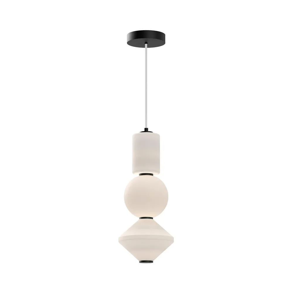 Bijou 8-in Matte Black/Opal Matte Glass LED Pendant