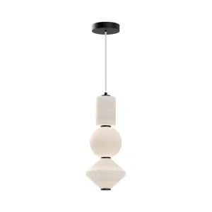 Bijou 8-in Matte Black/Opal Matte Glass LED Pendant
