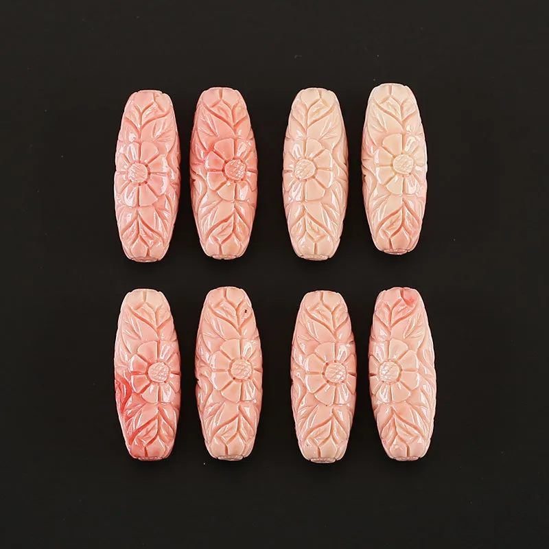 BITEFU 1Pair Pink Conch Shell (Made Of Powder Of Shell, Color Is Enhanced ) Long strip flower, 4.8g