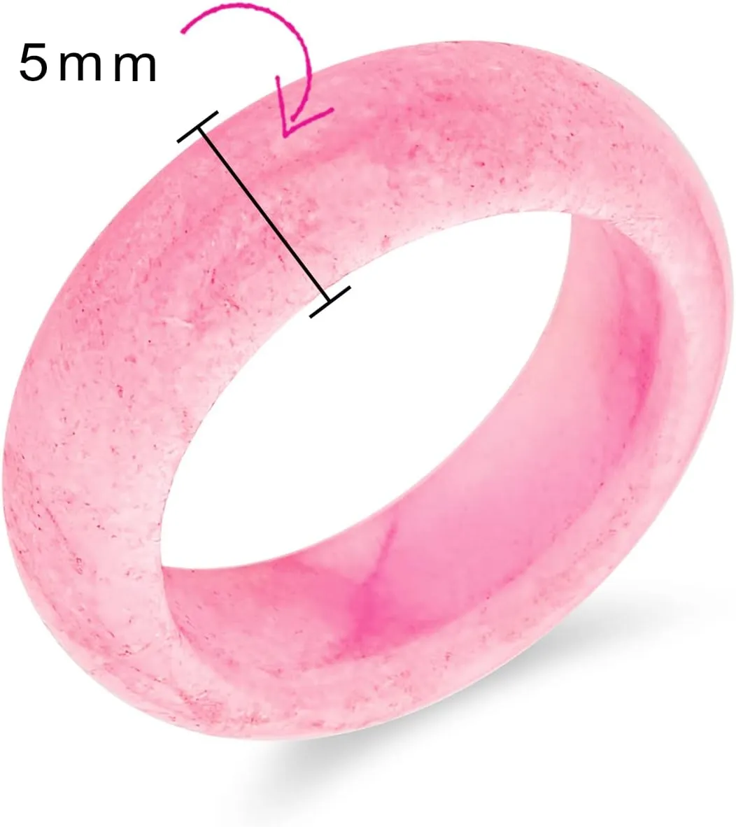 Bling Jewelry Simple Stackable Eternity Band Ring for Women and Teens with Dyed Colors: Blue Pink Golden Green Jade Gemstone August Birthstone