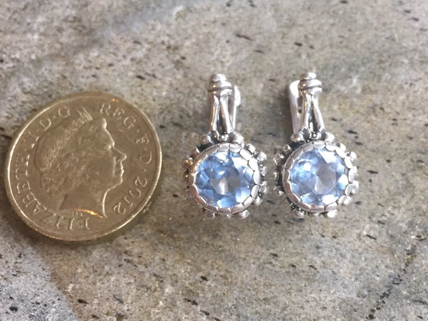 Blue Flower Earrings - Blue Topaz Flower Earrings - Natural Blue Topaz Earrings