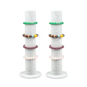 BOCAR Velvet Vertical Tower Jewelry Bracelet Display Stand Bangle T-Bar Display Holder (CTZ-Gray-2)