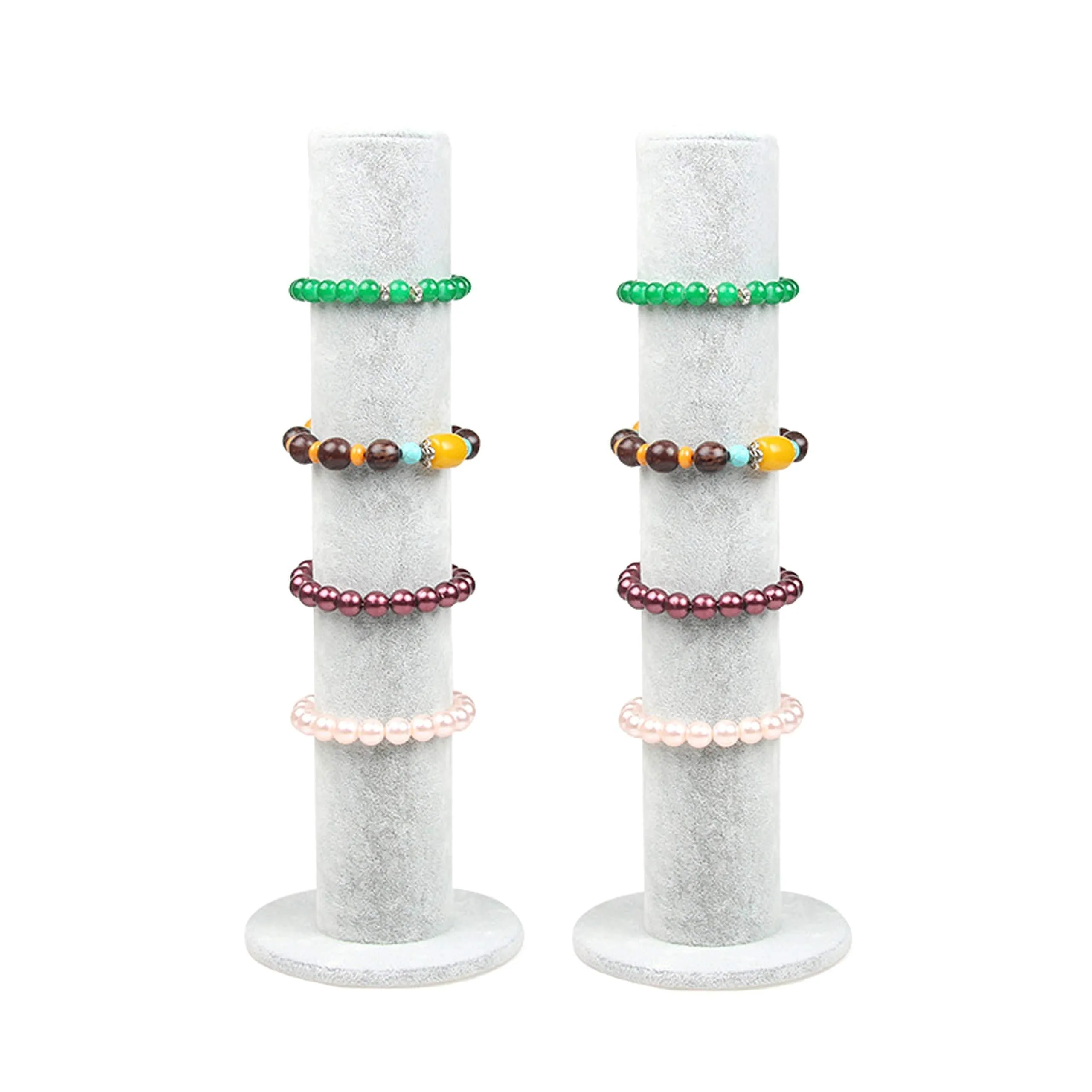 BOCAR Velvet Vertical Tower Jewelry Bracelet Display Stand Bangle T-Bar Display Holder (CTZ-Gray-2)