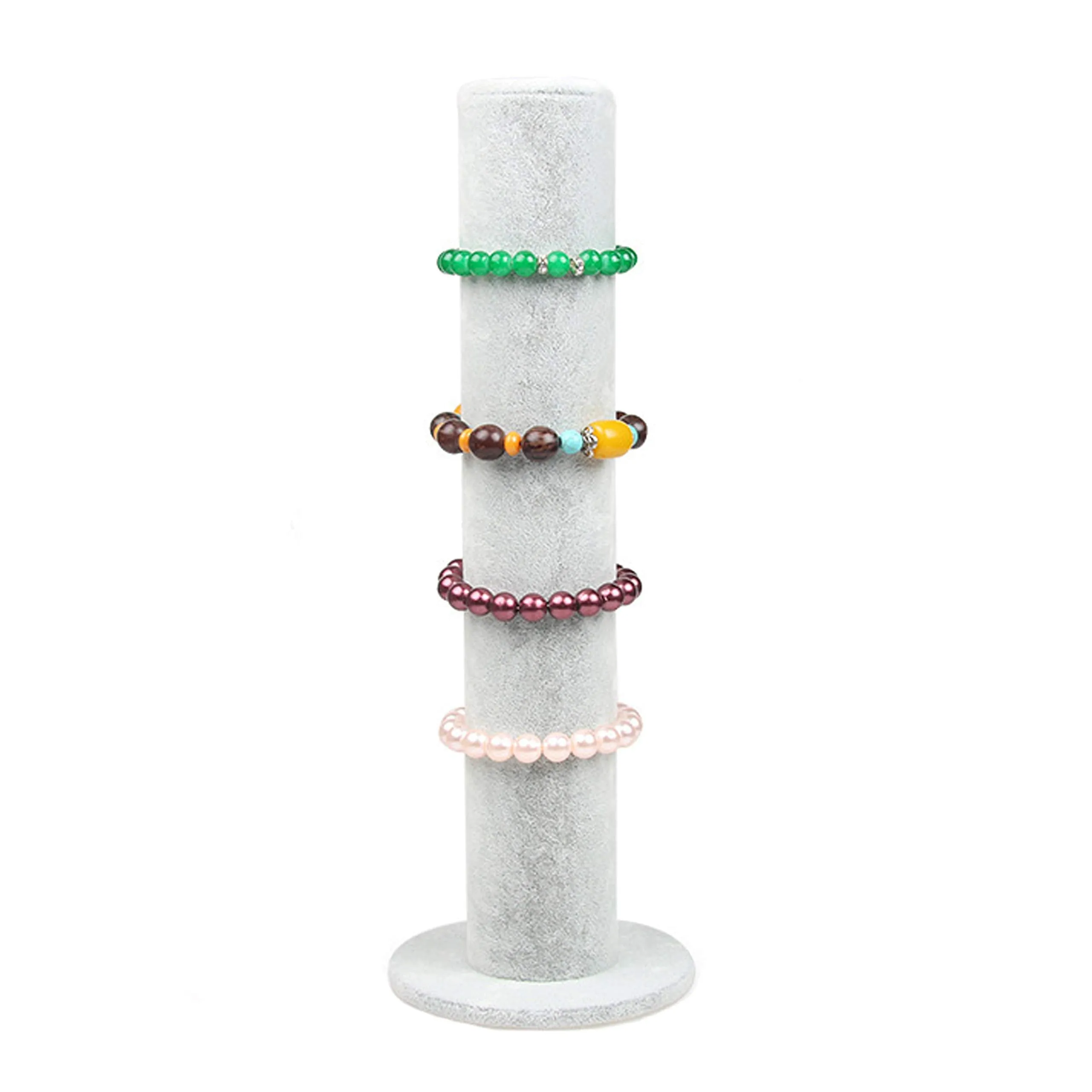 BOCAR Velvet Vertical Tower Jewelry Bracelet Display Stand Bangle T-Bar Display Holder (CTZ-Gray-2)