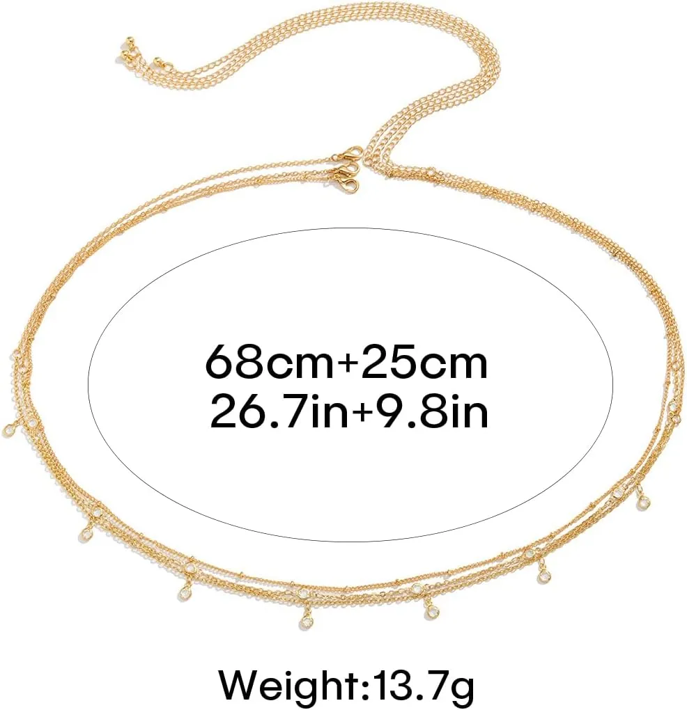 Boho Waist Chains for Women Sequin Belly Chains Layered Bikini Beach Waist Jewelry Summer Body Chain