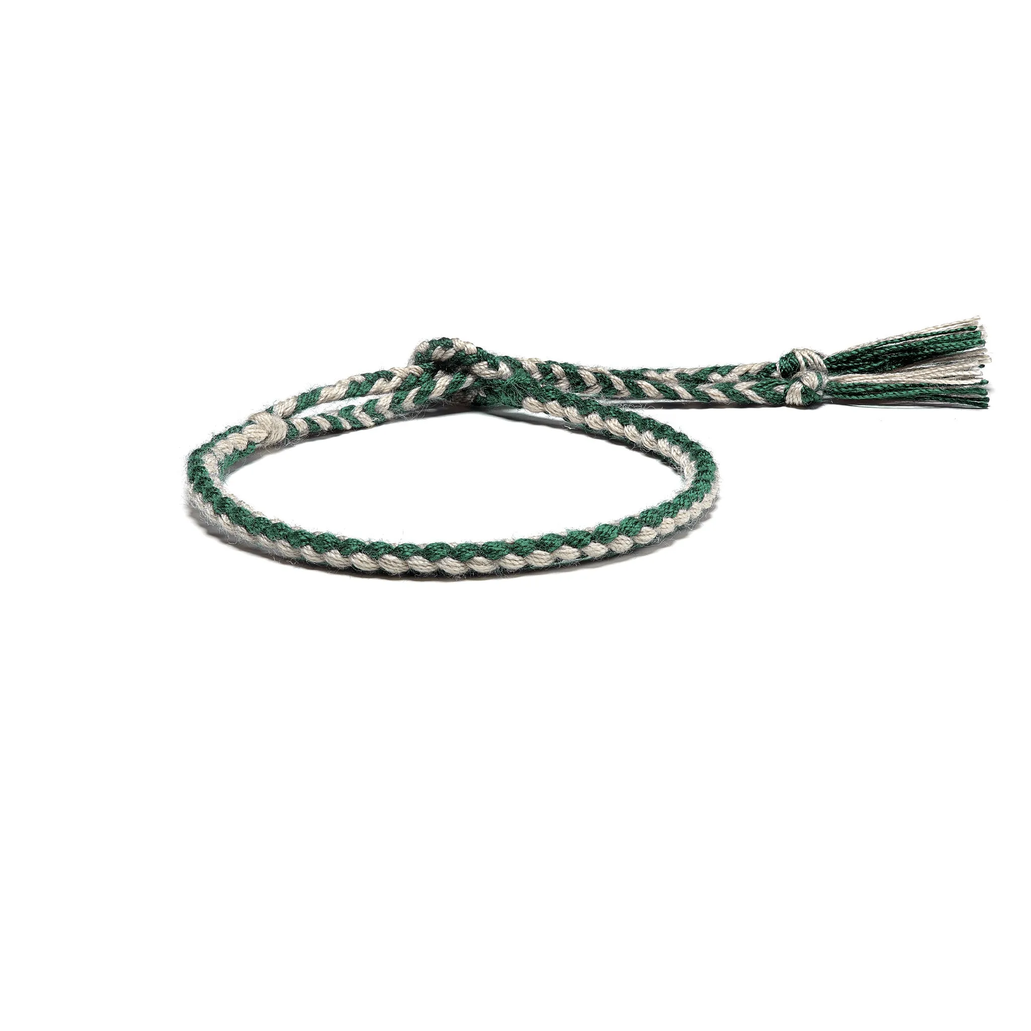 Braided Organic Cotton Bracelet - Forest / Beige