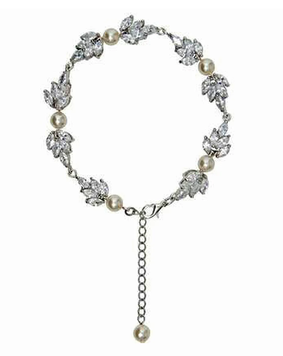 Bridal bracelet- Bocheron pearl and crystal leaf bracelet by Stephanie Browne