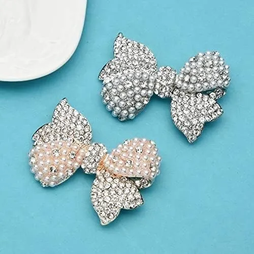 Brooch For Women,brooches Rhinestone Pearl Bowknot Broocohes For Women Flower Weddings Party Office Brooch Pins Gifts brooches for women (Metal color : Silver)