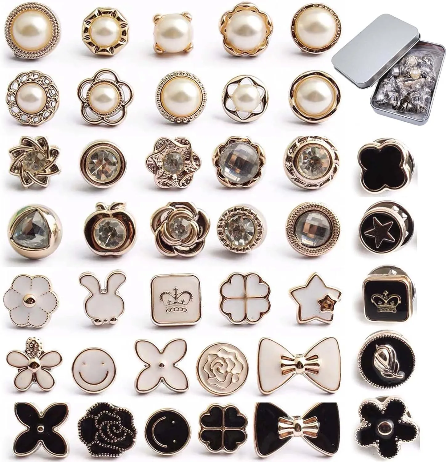 Brooch Pins 40pcs Women Shirt Sweater Shawl Hat Clip Neckline Pins DIY Crafts Wedding Dress Girls Fashion Cover Up Safety Lapel Buttons Clothing Decoration