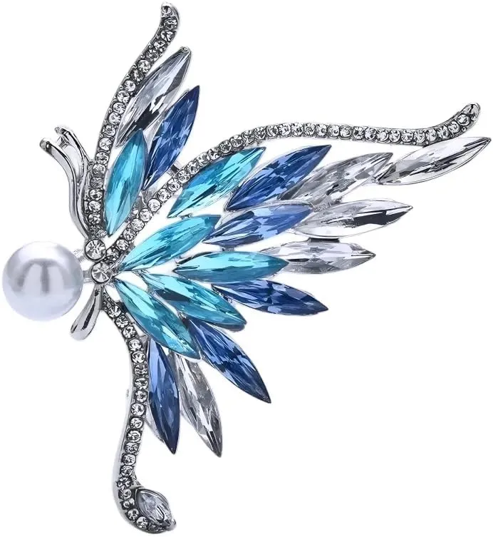 Brooches for women Sparkling Rhinestone Pearl Butterfly Women Brooch Pin For Suit Jewelry Gift T06