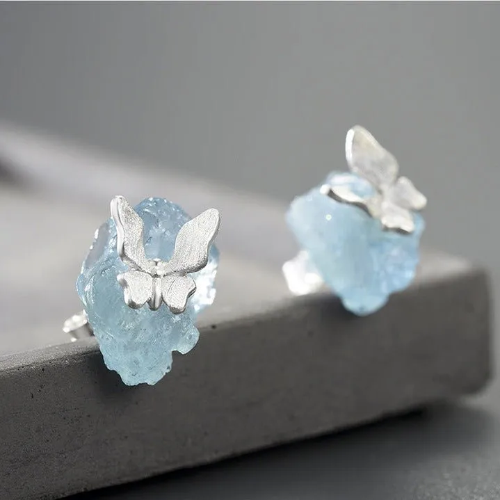 Butterfly Stud Earrings with Stones