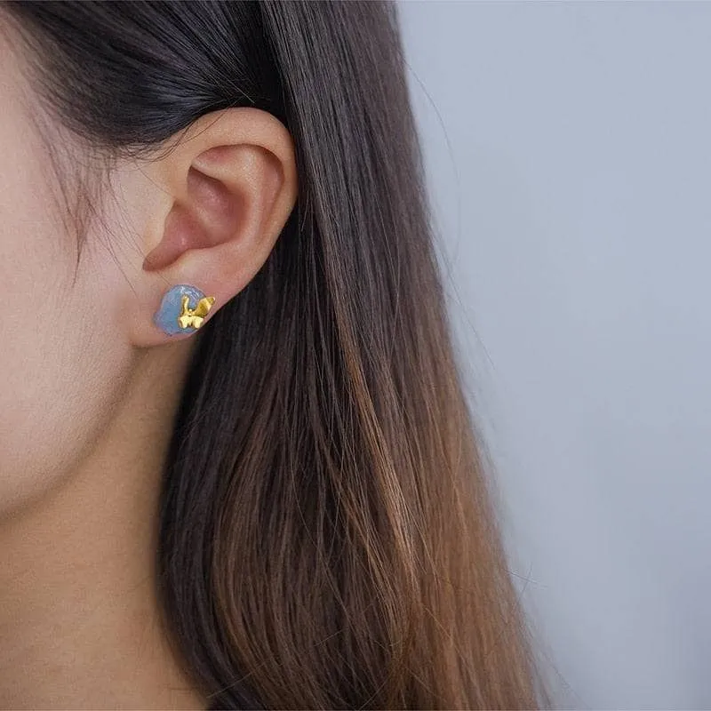 Butterfly Stud Earrings with Stones