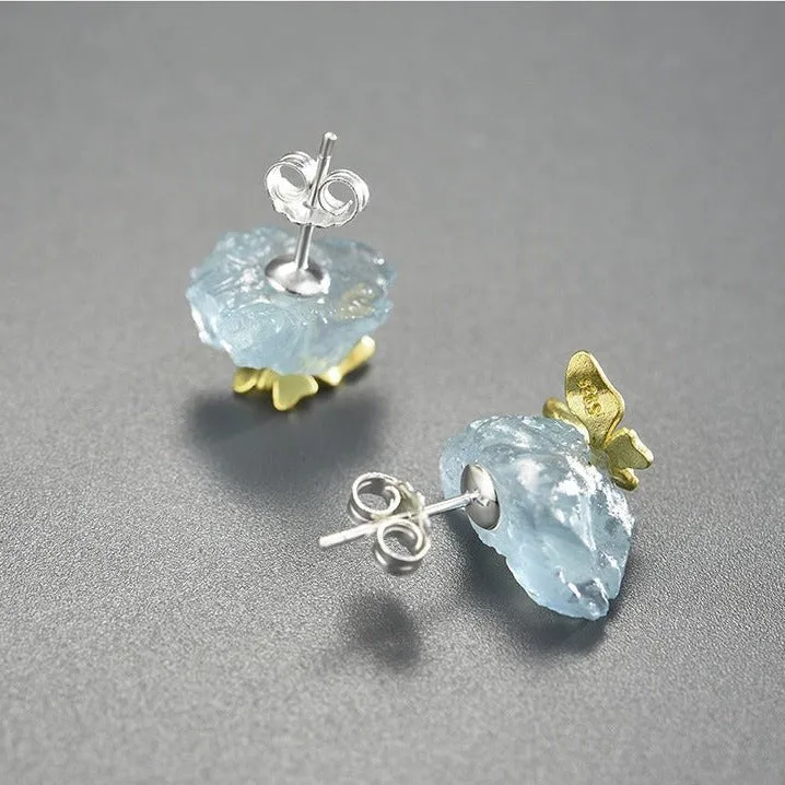 Butterfly Stud Earrings with Stones