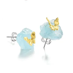 Butterfly Stud Earrings with Stones