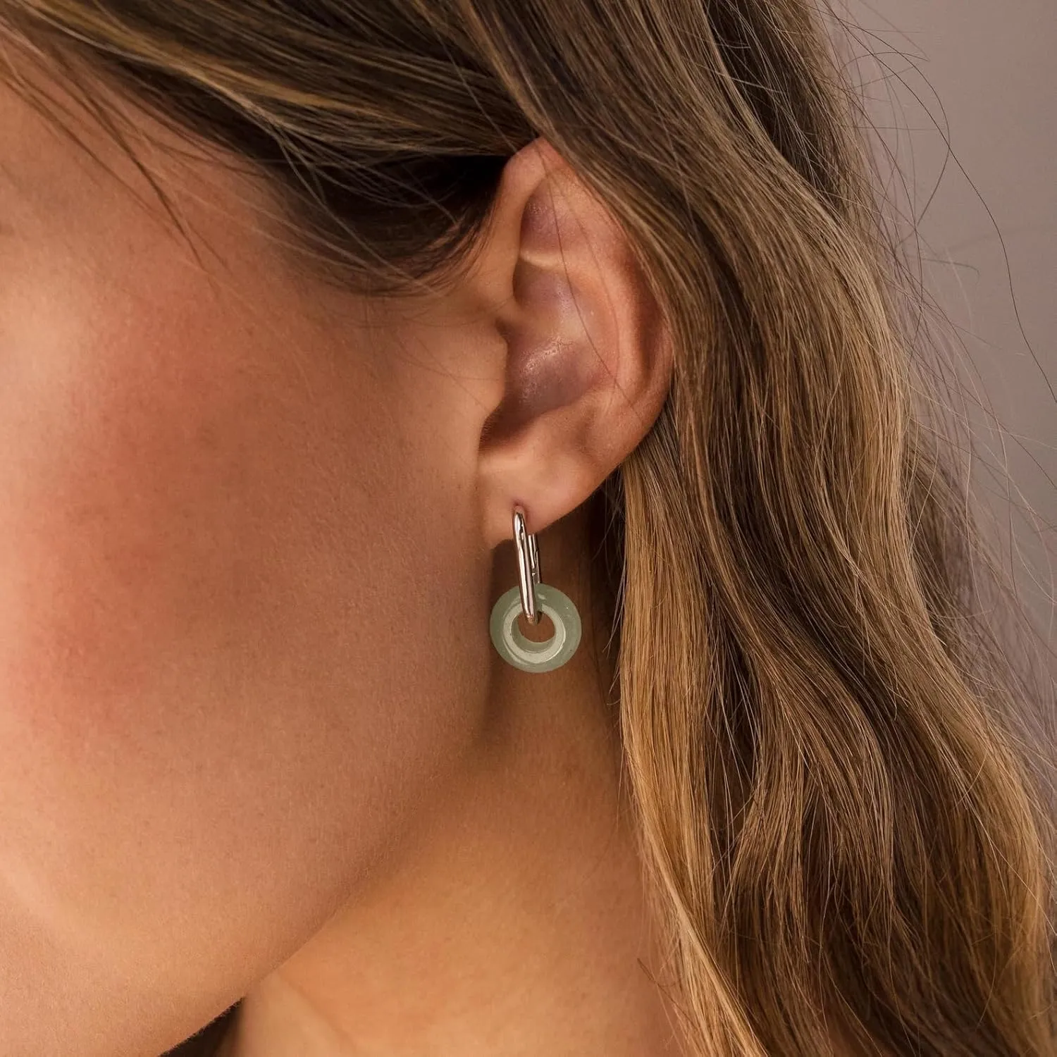 CAITLYNMINIMALIST Natural Jade Chunky 18K Gold Dangle Drop Bold Huggie Hoop Earrings for Women Gift for Her
