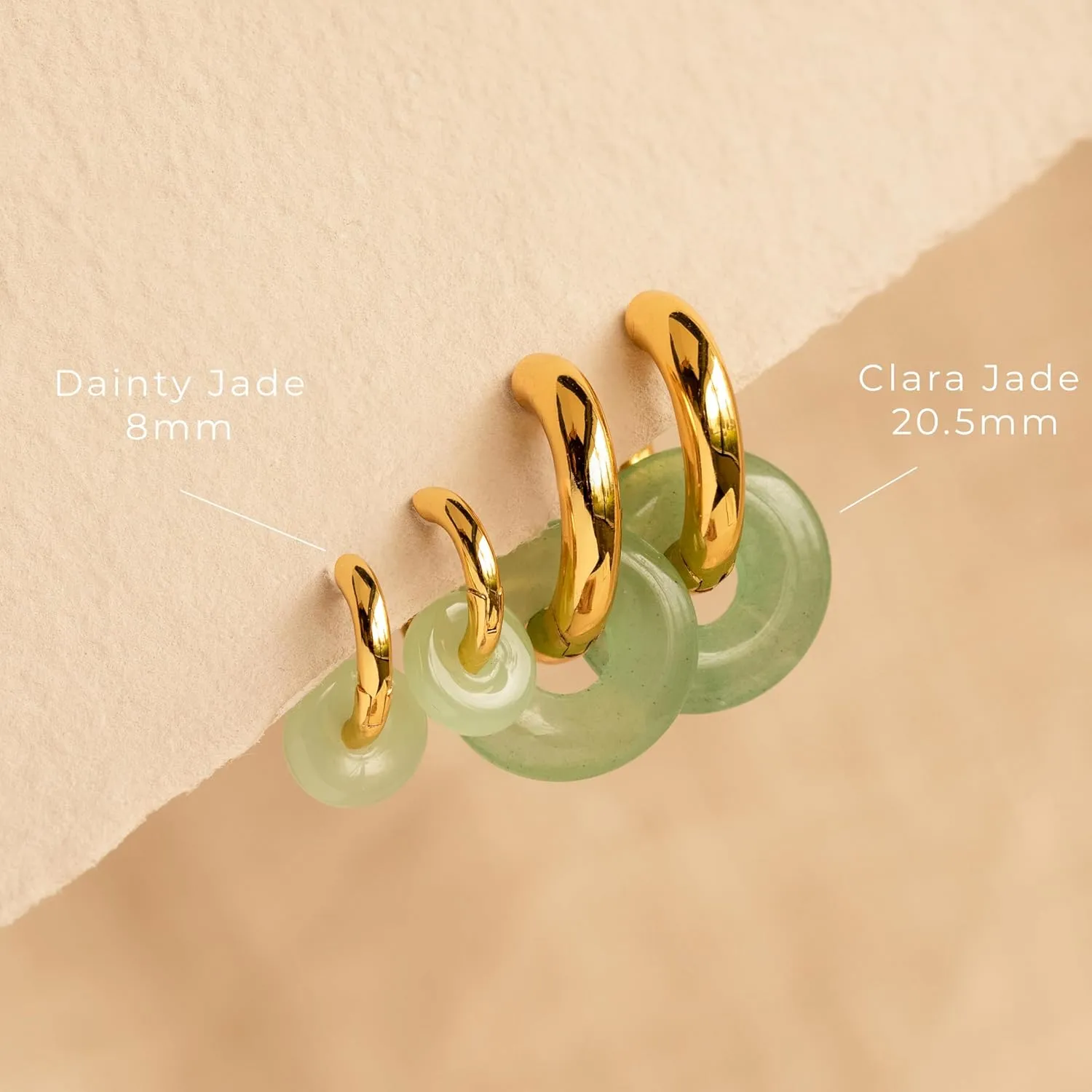 CAITLYNMINIMALIST Natural Jade Chunky 18K Gold Dangle Drop Bold Huggie Hoop Earrings for Women Gift for Her