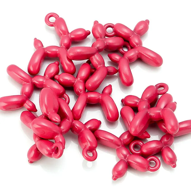 Cartoon 3D Balloon Dog Alloy Charm Pendants