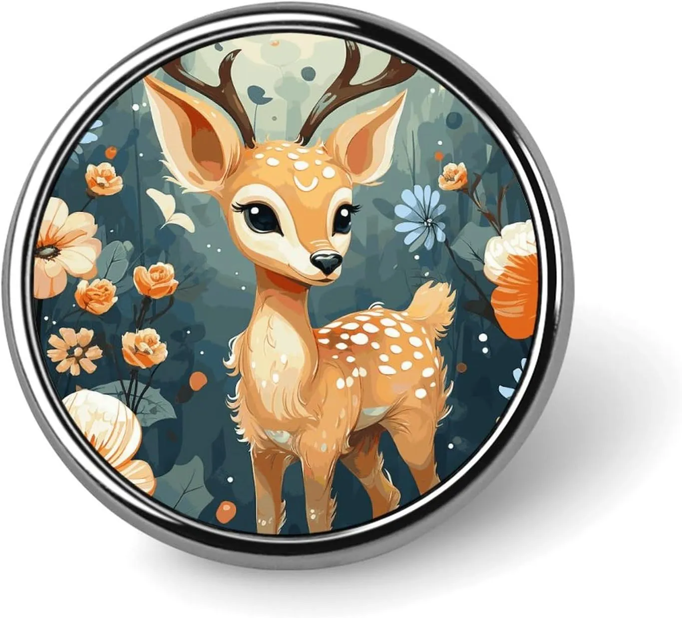 Cartoon Deer Flower Backpack Pin Cute Brooch Decoration Brooches for Women Mens Lapel Pins for Suits Fashion Button Badges for Hat Backpacks Purses Jackets Shirt Suit Lapels-Circular