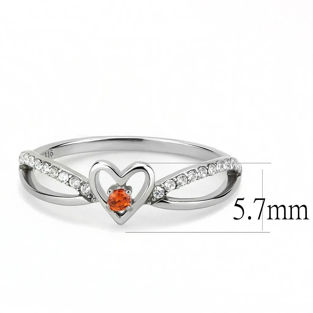 CJ235 Wholesale Women's Stainless Steel High polished AAA Grade CZ Orange Heart Ring