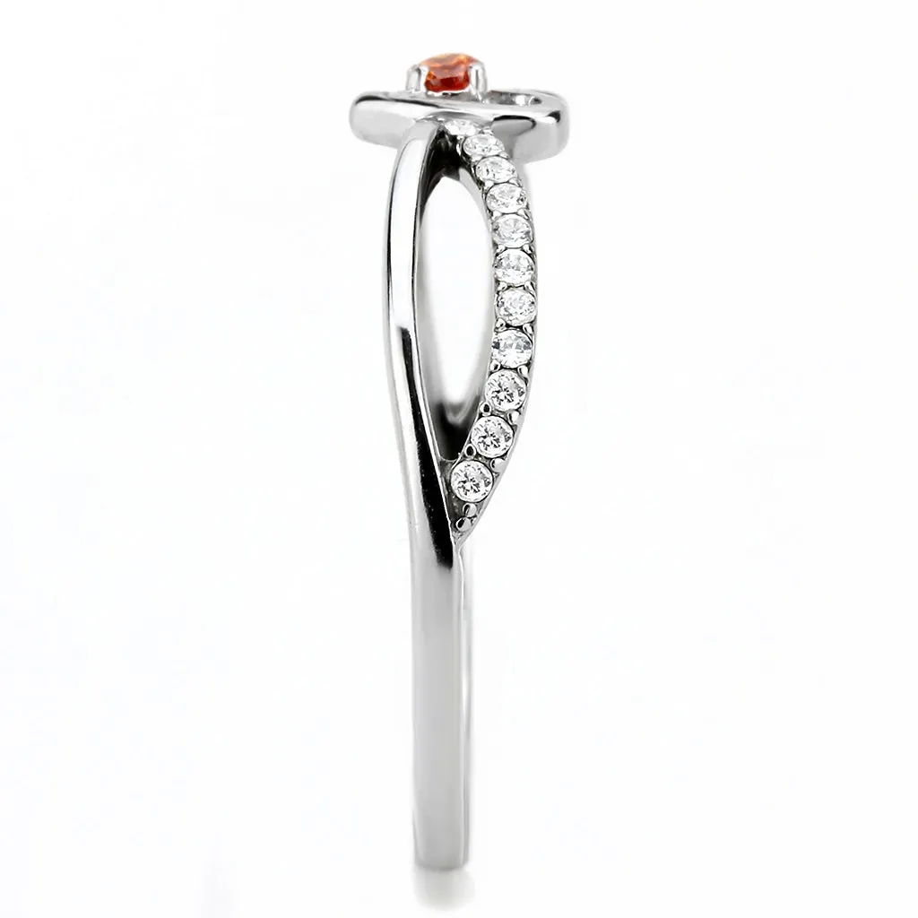 CJ235 Wholesale Women's Stainless Steel High polished AAA Grade CZ Orange Heart Ring