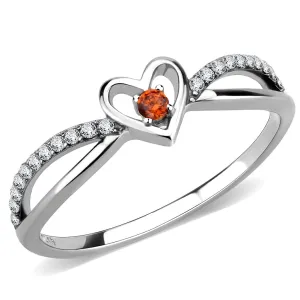 CJ235 Wholesale Women's Stainless Steel High polished AAA Grade CZ Orange Heart Ring