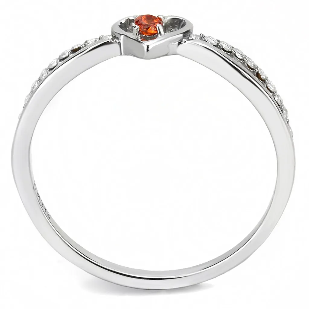 CJ235 Wholesale Women's Stainless Steel High polished AAA Grade CZ Orange Heart Ring