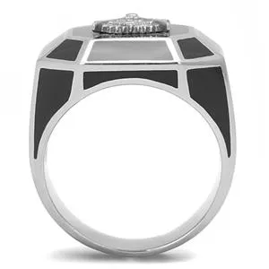 CJE3282 Wholesale Men's Stainless Steel Epoxy Jet Masonic Ring