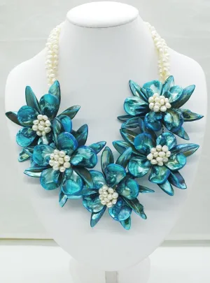 classic!!!  Shell / Pearl   Bride Wedding. Flower necklace 20"|Choker