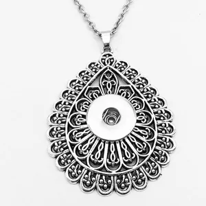 Classical Stainless Steel Snap Button Pendant Necklace