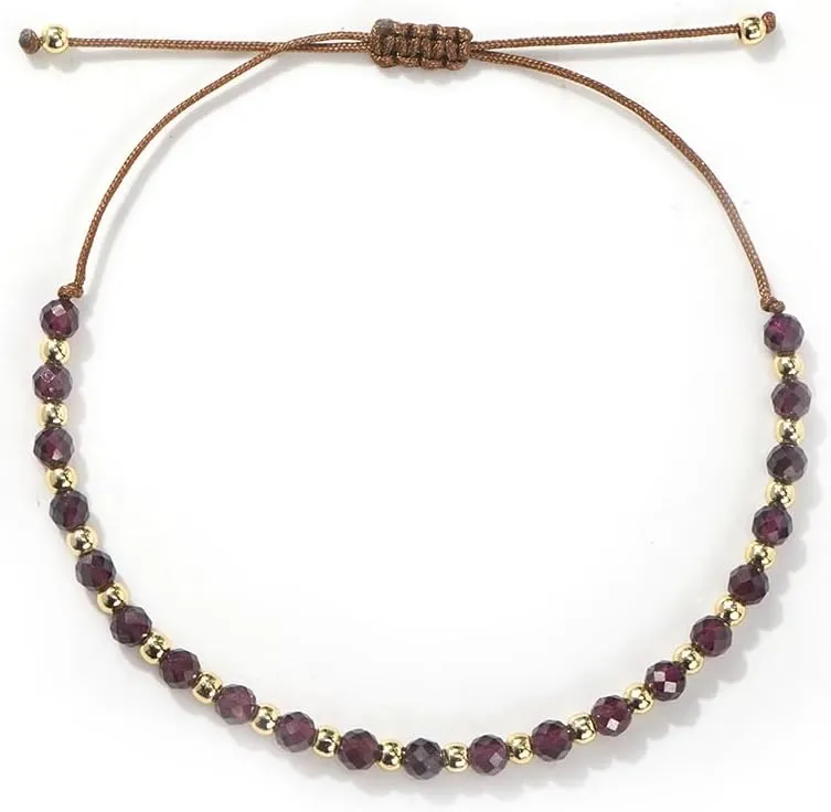 Colorful Crystal Drawstring Bracelets for Women,Gold Plated Beaded Dainty Energy Stone Beads Friendship Good Luck bracelet Handmade Fashion Charm Jewelry Gifts