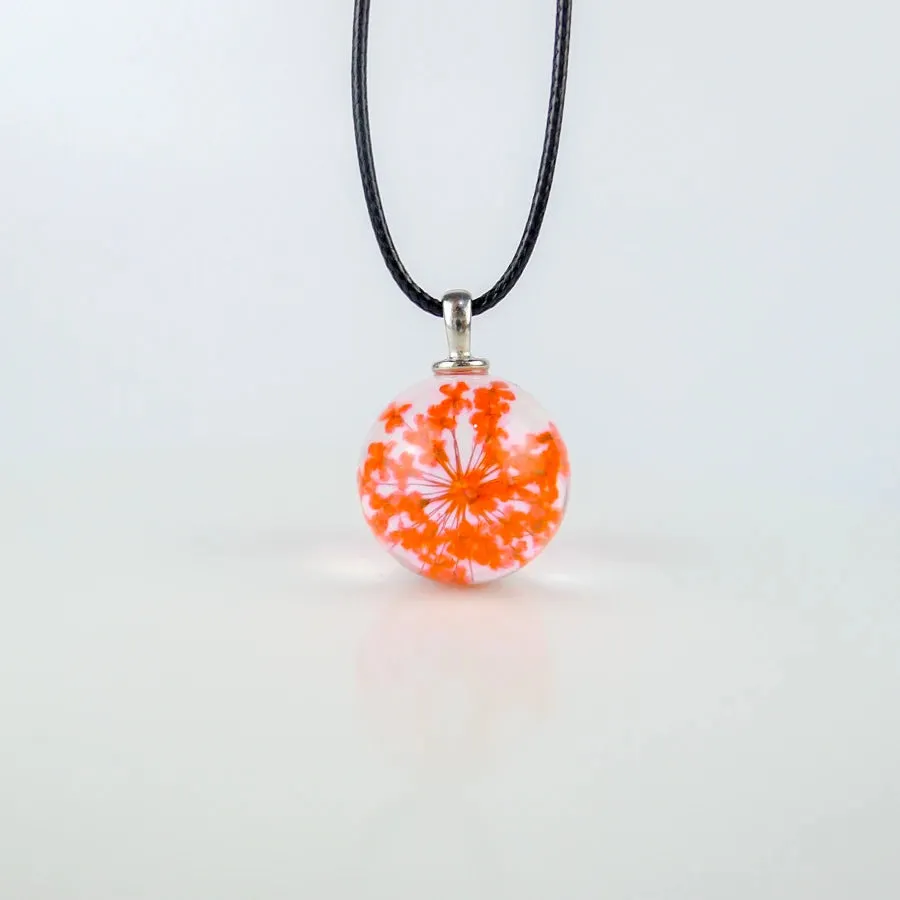 Colorful Dried Flower glass ball pendants Hand Made Long necklace for women