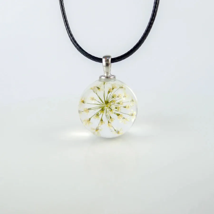 Colorful Dried Flower glass ball pendants Hand Made Long necklace for women