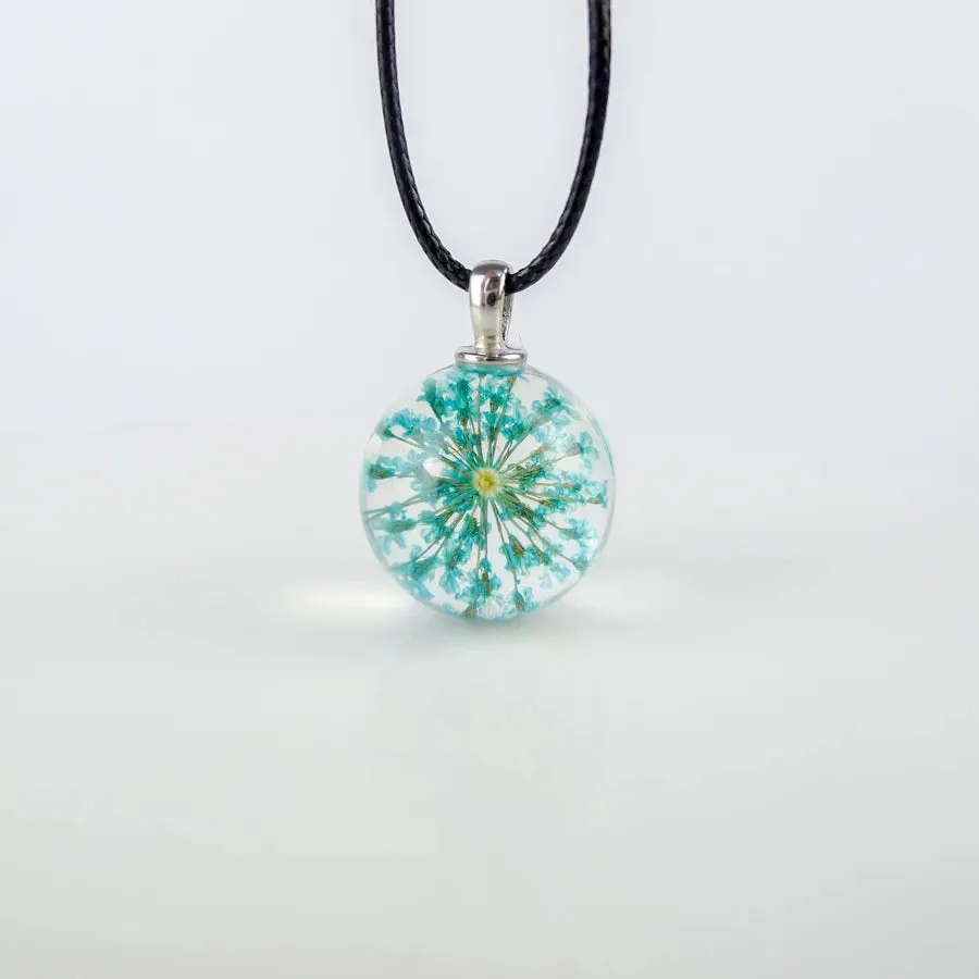 Colorful Dried Flower glass ball pendants Hand Made Long necklace for women