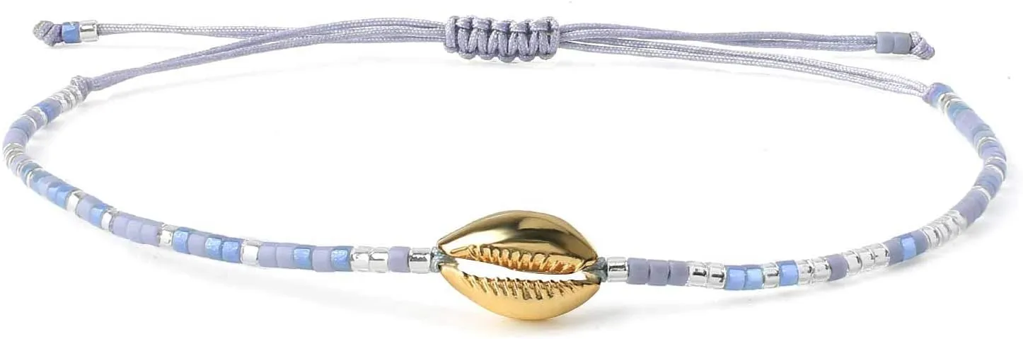 CQUAN CHI Womens Friendship Bracelet Adjustable Gold Cowry Shell Bracelets Miyuki Beads Bracelet Bangle
