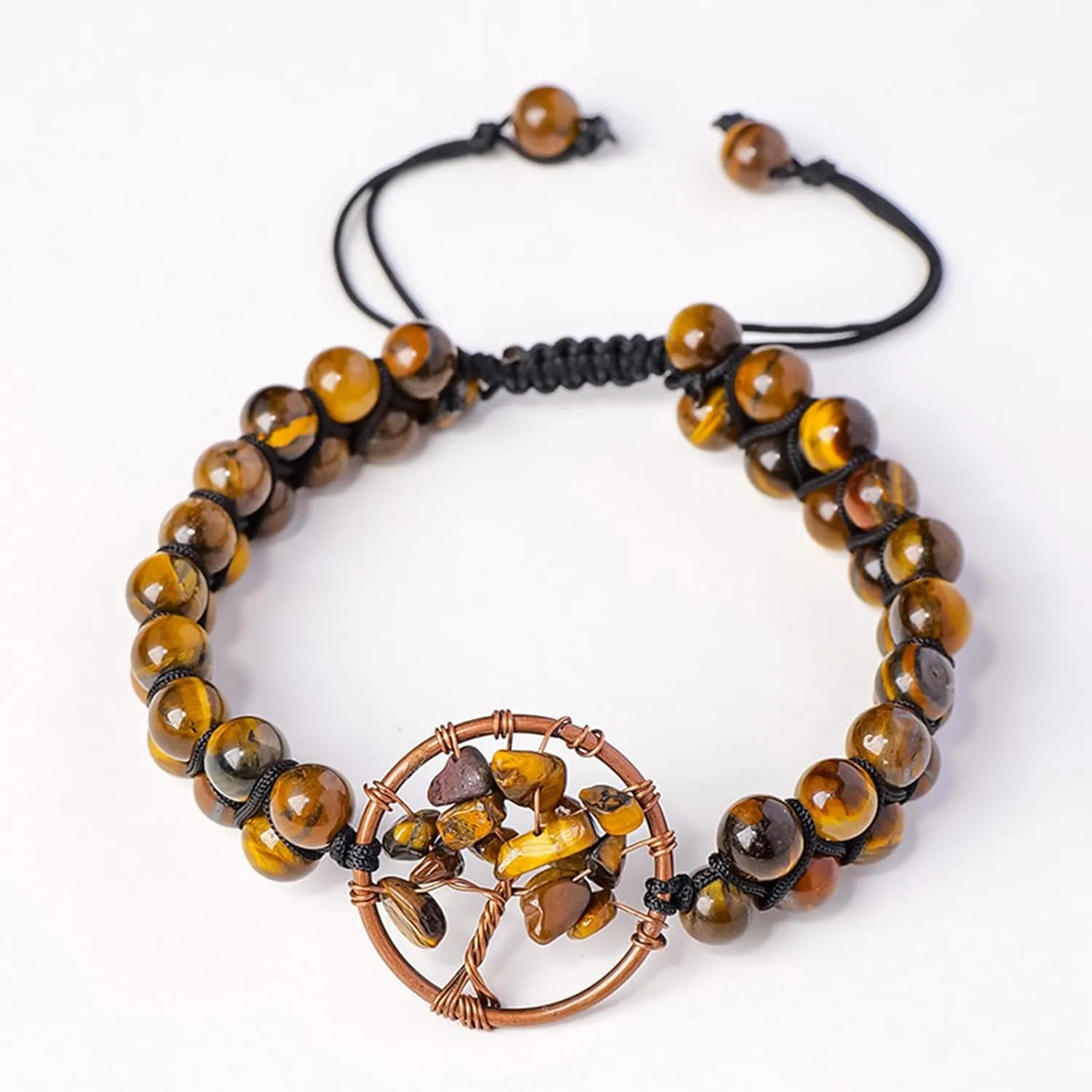 Crystal Bracelets for Women And Men Double Woven Irregular Crystals Stone Tree Handmade Adjustable Beaded Bracelets