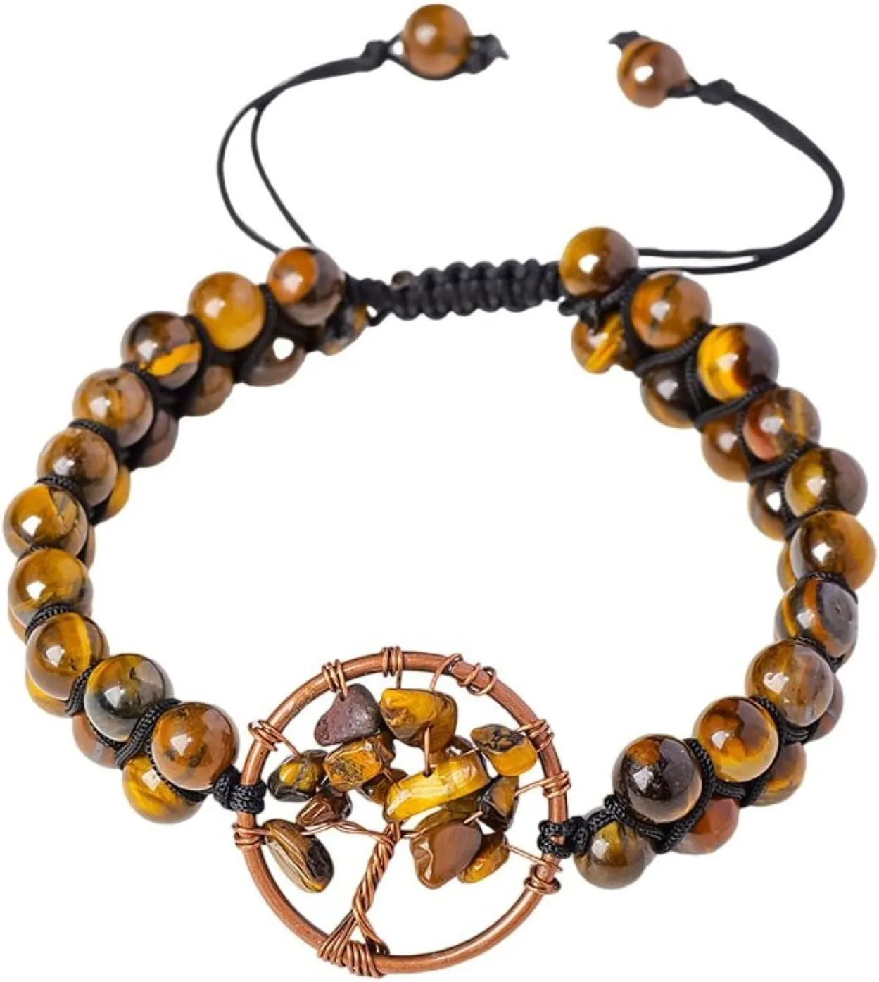 Crystal Bracelets for Women And Men Double Woven Irregular Crystals Stone Tree Handmade Adjustable Beaded Bracelets