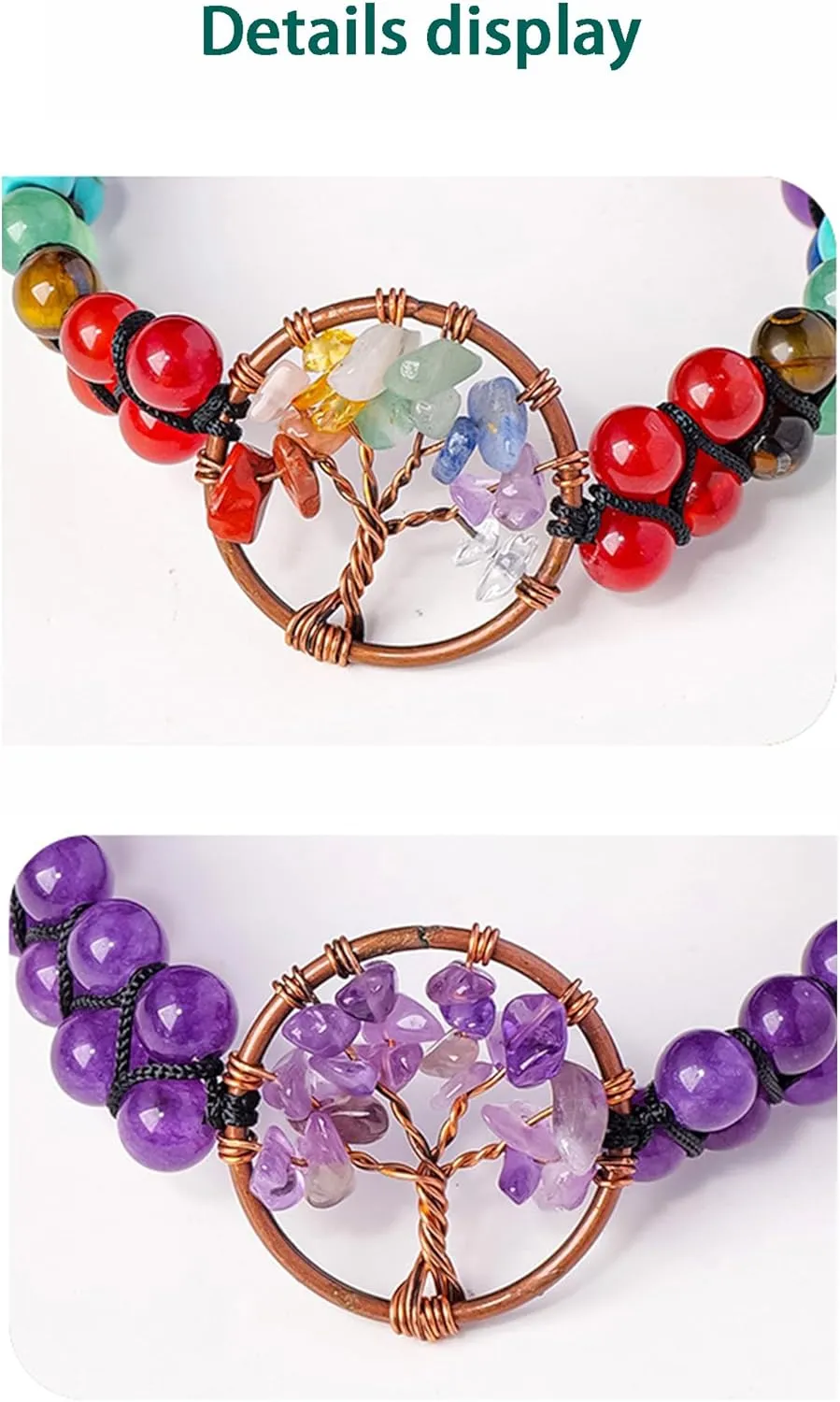 Crystal Bracelets for Women And Men Double Woven Irregular Crystals Stone Tree Handmade Adjustable Beaded Bracelets