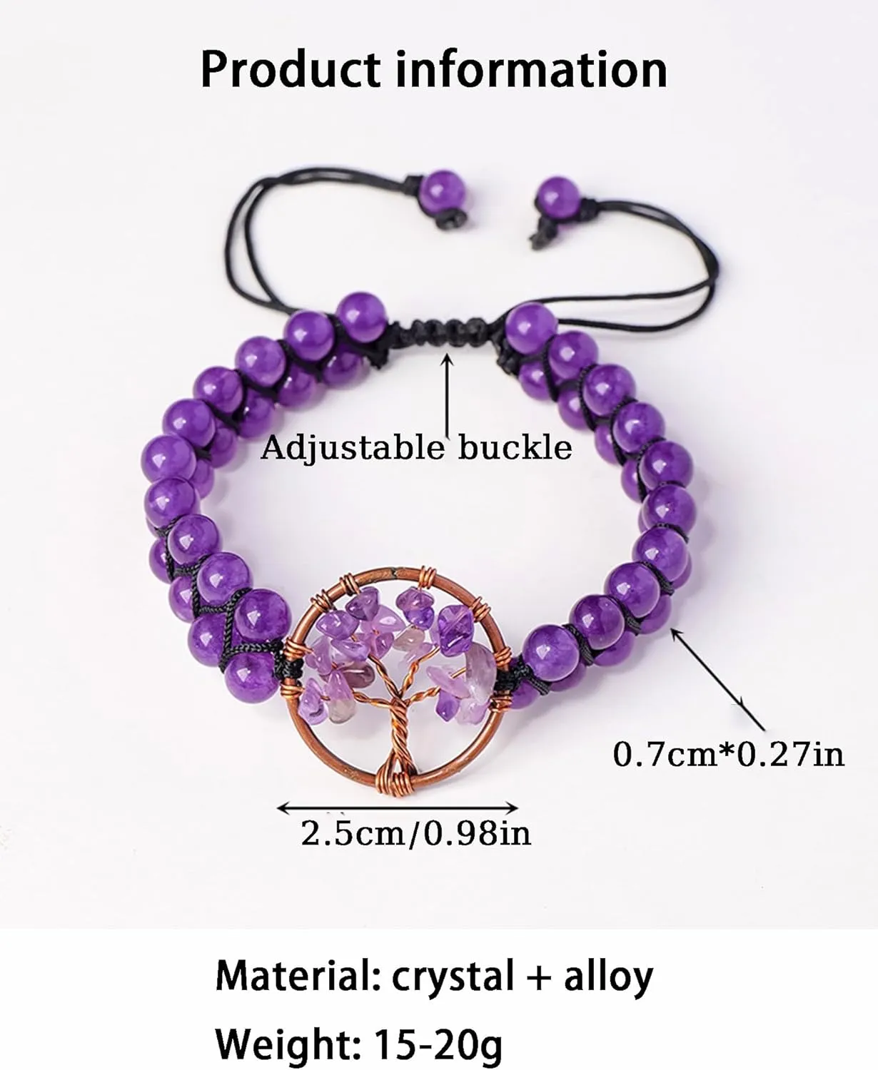 Crystal Bracelets for Women And Men Double Woven Irregular Crystals Stone Tree Handmade Adjustable Beaded Bracelets