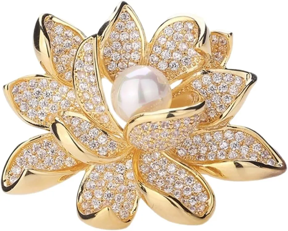 Crystal Red Flower Brooch Pins for Women Elegant Enamel Rhinestone Floral Brooches Pin Fashion Jewelry for Party Dance Wedding Banquet Brooch for Women Gift