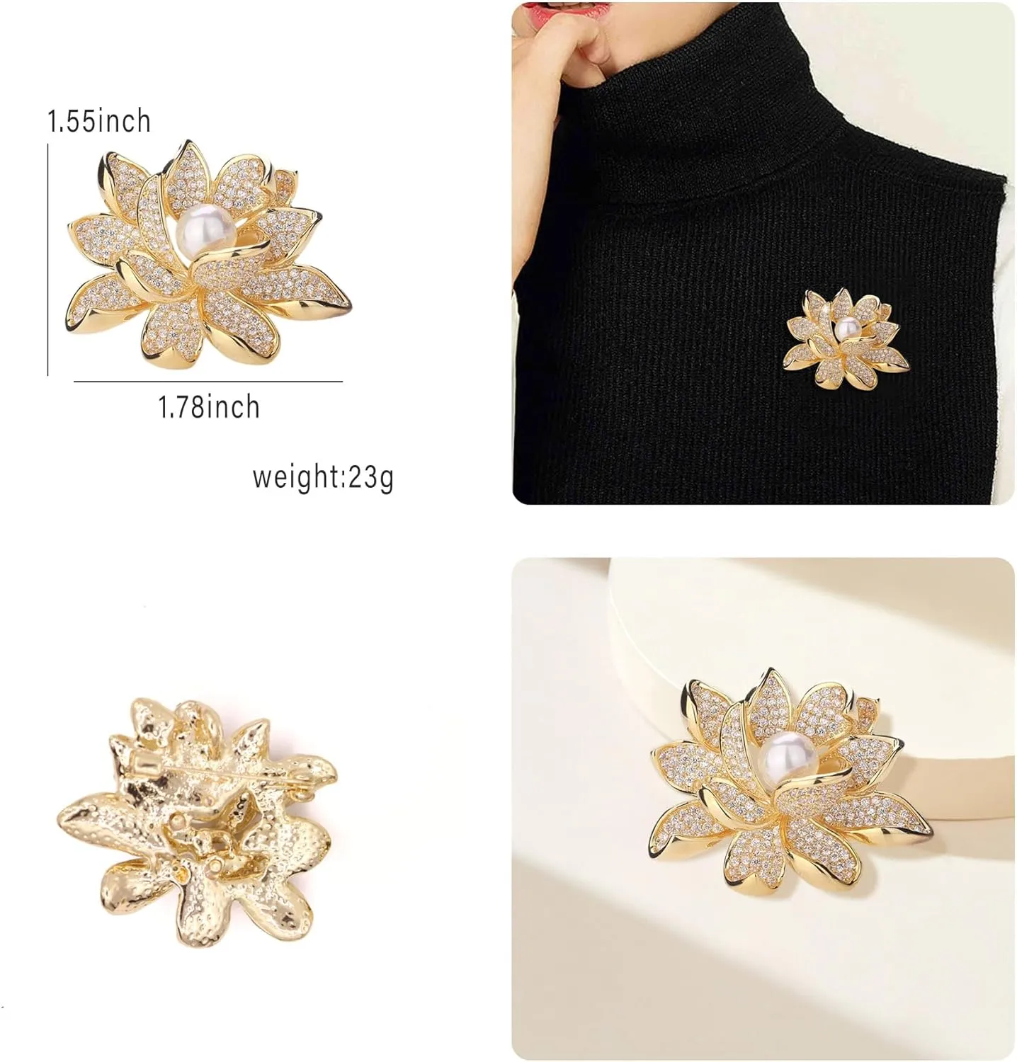Crystal Red Flower Brooch Pins for Women Elegant Enamel Rhinestone Floral Brooches Pin Fashion Jewelry for Party Dance Wedding Banquet Brooch for Women Gift