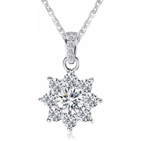 Crystal Snowflake Pendants Necklaces for Women