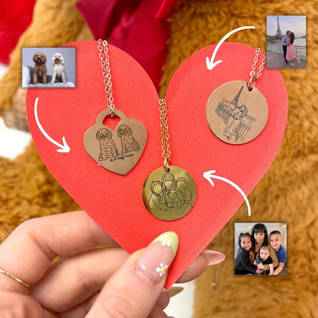 Custom Soulmate© Round Necklace Photo Outline