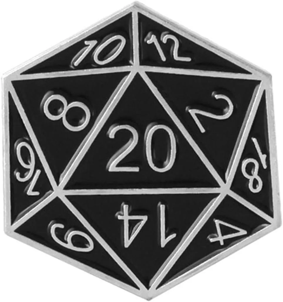 Cute Brooches for Party Unisex Twenty Sided Dice Enamel Number Brooch Pin Tabletop Gaming Gift Badge for Costume Decoration