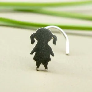 Cute Girl Sterling Silver Nose Pin in Twisted style