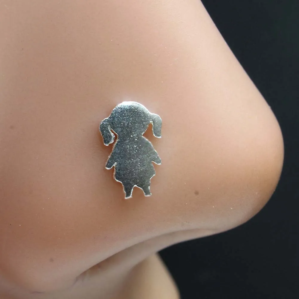 Cute Girl Sterling Silver Nose Pin in Twisted style