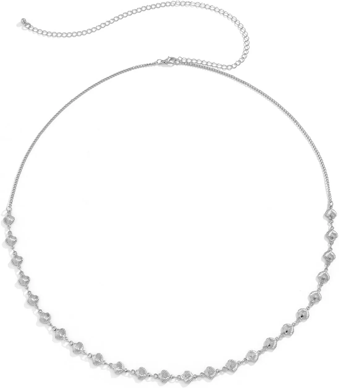 Daesar Body Chain Waist Belt, Silver Plated Beach Waist Chains for Women Minimalist Shell Bikini Belly Chains Silver